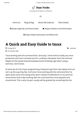 A Quick and Easy Guide to Tmux