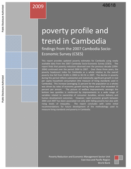 Findings from the Cambodia Socio‐Economic Survey (CSES)