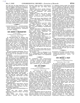 CONGRESSIONAL RECORD— Extensions of Remarks E713 HON. RODNEY P. FRELINGHUYSEN HON. ZOE LOFGREN HON. MICHAEL G. OXLEY