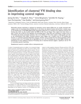 Identification of Clustered YY1 Binding Sites in Imprinting Control Regions