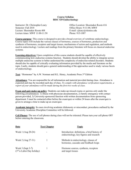 BISC 529 Endocrinology Course Syllabus