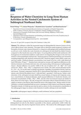 Response of Water Chemistry to Long-Term Human Activities in the Nested Catchments System of Subtropical Northeast India