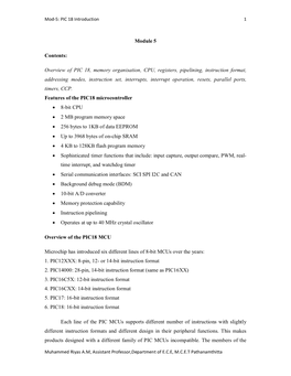 Introduction to PIC 18 Microcontrollers