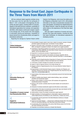 Response to the Great East Japan Earthquake in the Three Years from March 2011