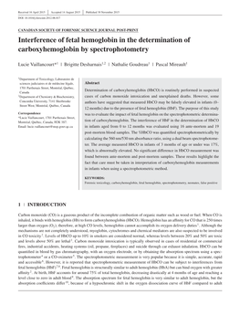 Interference of Fetal Hemoglobin in the Determination of Carboxyhemoglobin by Spectrophotometry