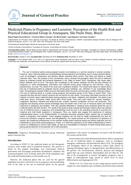 Medicinal Plants in Pregnancy and Lactation