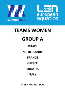 Teams Women Group a Israel Netherlands France Greece Croatia Italy