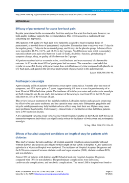 Efficacy of Paracetamol for Acute Low-Back Pain Postherpetic