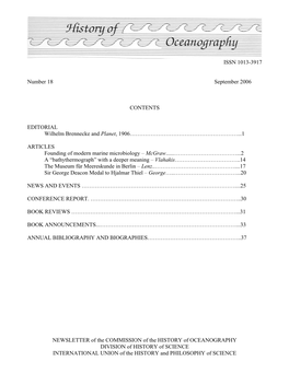History of Oceanography, Number 18