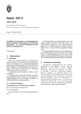 Innst. 163 S (2014–2015) Innstilling Til Stortinget Fra Kommunal- Og Forvaltningskomiteen