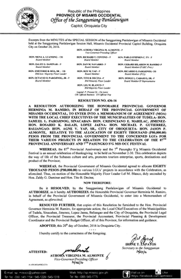 Mi:.T.~S Secretary to the Sanggunian ATTESTED: I~~{(, AURO VIRGINIAM.ALMONTE / Vice-Governor/Presiding Officer () {Of:Z.G (Ill Rs.436.Moa80klgus