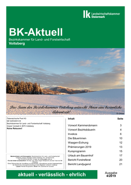 BK-Aktuell Bezirkskammer Für Land- Und Forstwirtschaft Voitsberg