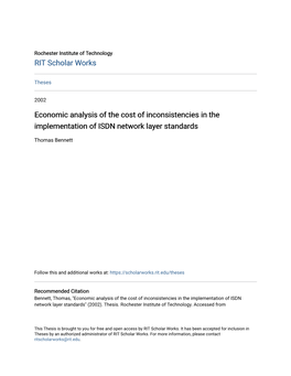Economic Analysis of the Cost of Inconsistencies in the Implementation of ISDN Network Layer Standards