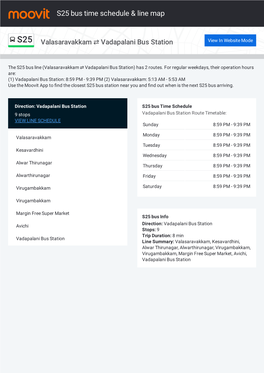 S25 Bus Time Schedule & Line Route