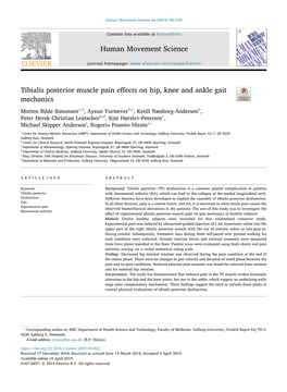 Tibialis Posterior Muscle Pain Effects on Hip, Knee and Ankle Gait