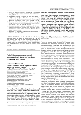 Rainfall Changes Over Tropical Montane Cloud Forests of Southern