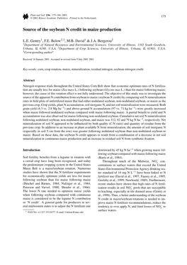 Source of the Soybean N Credit in Maize Production