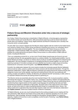 Fiskars Group and Moomin Characters Enter Into a New Era of Strategic Partnership