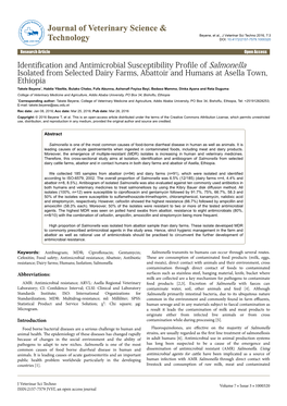 Identification and Antimicrobial Susceptibility Profile of Salmonella