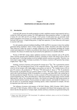 Chapter 5 PROPERTIES of IRRADIATED LBE and Pb*