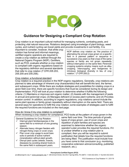 Guidance for Designing a Compliant Crop Rotation