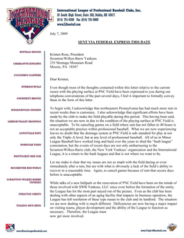 International League Playing Field Letter