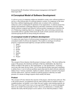 A Conceptual Model of Software Development