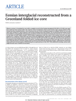 Eemian Interglacial Reconstructed from a Greenland Folded Ice Core