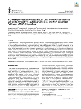 4-O-Methylhonokiol Protects Hacat Cells from TGF-Β1-Induced Cell Cycle Arrest by Regulating Canonical and Non-Canonical Pathways of TGF-Β Signaling