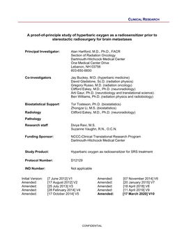 A Proof-Of-Principle Study of Hyperbaric Oxygen As a Radiosensitizer Prior to Stereotactic Radiosurgery for Brain Metastases