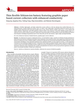 Thin Flexible Lithium-Ion Battery Featuring Graphite Paper Based