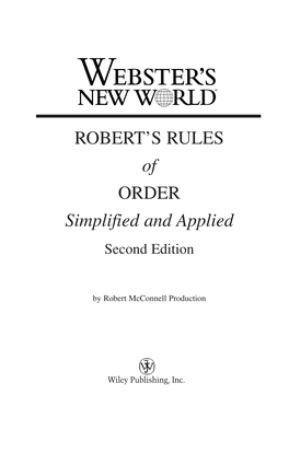 ROBERT's RULES of ORDER Simplified and Applied