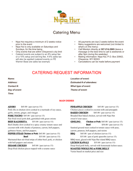 Catering Menu