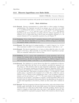 11.6 Discrete Logarithms Over Finite Fields