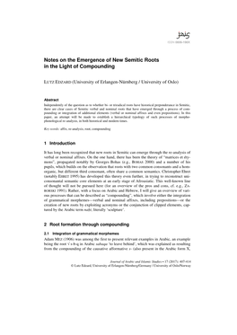 Notes on the Emergence of New Semitic Roots in the Light of Compounding