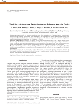 The Effect of Autoclave Resterilisation on Polyester Vascular Grafts