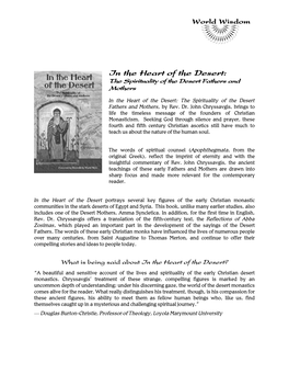 In the Heart of the Desert: the Spirituality of the Desert Fathers and Mothers