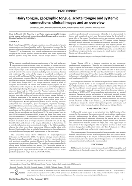 Hairy Tongue, Geographic Tongue, Scrotal Tongue and Systemic Connections: Clinical Images and an Overview