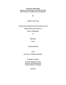 American Sidewinder Dropouts in a Polarizing Society Ride the Rails, Skirt the Rim of Neoliberal Urban Peripheries
