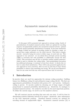Asymmetric Numeral Systems. Arxiv:0902.0271V5 [Cs.IT]