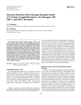 Structure-Function of the Glucagon Receptor Family of G Protein–Coupled Receptors: the Glucagon, GIP, GLP-1, and GLP-2 Receptors