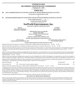 Seaworld Entertainment, Inc. (Exact Name of Registrant As Specified in Its Charter)