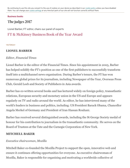 The Judges 2017 FT & Mckinsey Business Book of the Year Award