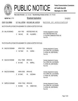 Broadcast Applications 5/14/2012