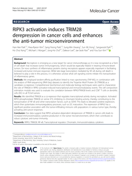 RIPK3 Activation Induces TRIM28 Derepression in Cancer Cells And