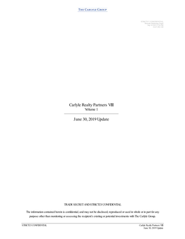 Carlyle Realty Partners VIII June 30, 2019 Update