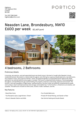 Neasden Lane, Brondesbury, NW10 £600 Per Week