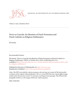 The Identities of Dutch Protestants and Dutch Catholics in Religious Emblematics