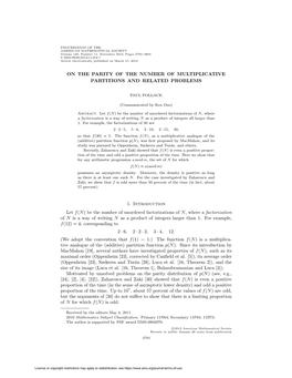 On the Parity of the Number of Multiplicative Partitions and Related Problems