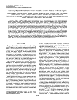 Assessing Hypoendemic Onchocerciasis in Loa Loa Endemic Areas of Southeast Nigeria